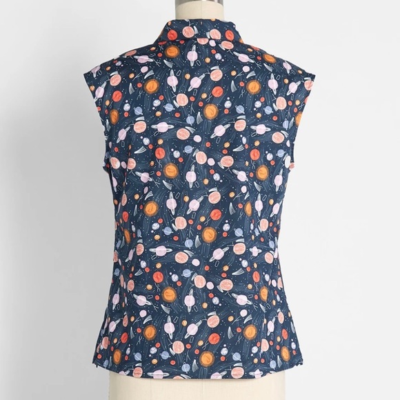 NWT ModCloth Always in Orbit Tie-Neck Top - Picture 2 of 8
